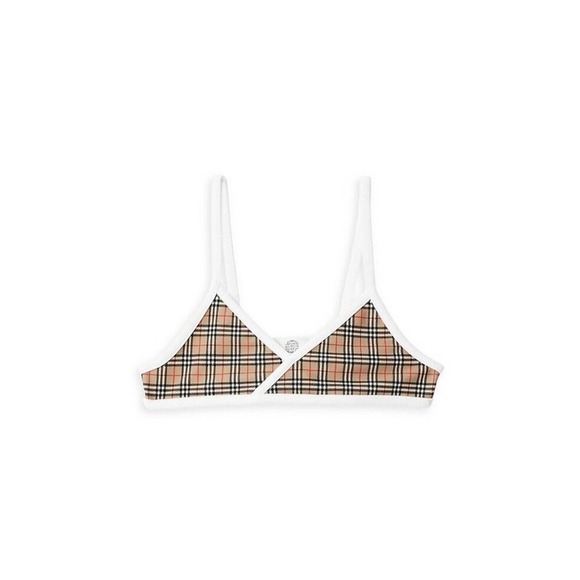 Burberry Girl's Crosby Swimsuit Bikini Top Beige Multicolor Size 8Y